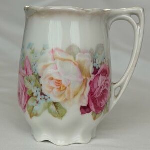 Antique RS Germany Miniature Porcelain Creamer Rose Floral Child Toy Tea Pitcher